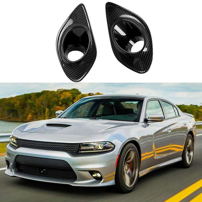 Car Accessories ABS Carbon Fiber Front Bumper Fog Light Lamp Frame Cover Trim for Charger 2015-2020