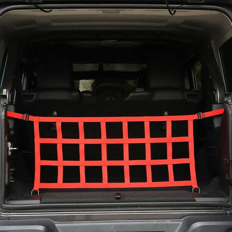Car Accessories Car Rear Trunk Cargo Luggage Mesh Block Bezel Net for Wrangler JK JL 2007-2020 Red