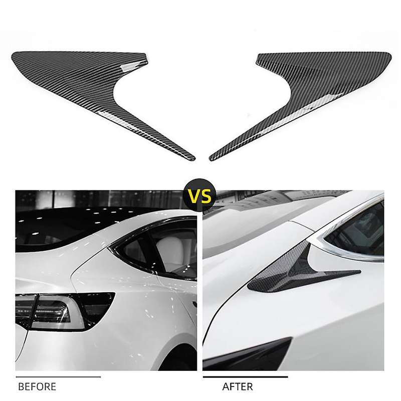 Car Accessories Carbon Fiber C Pillar Rear Window Quarter Cover Trim Garnish for Model 3 2017-2021