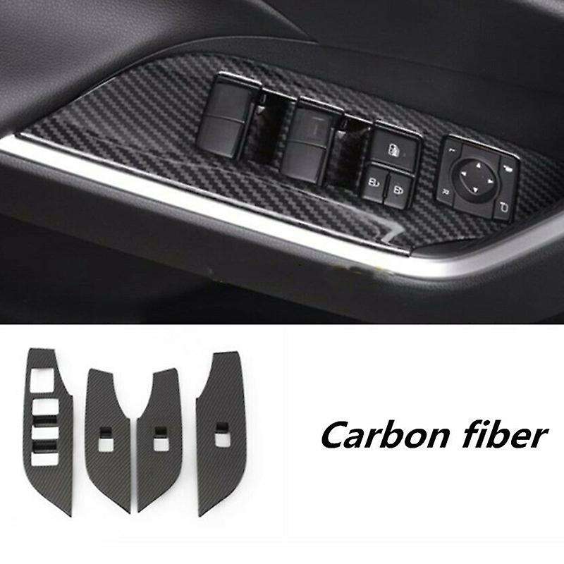 Car Accessories Carbon Fiber Style Window Switch Panel Frame Cover Trim Stickers for 2019 2020