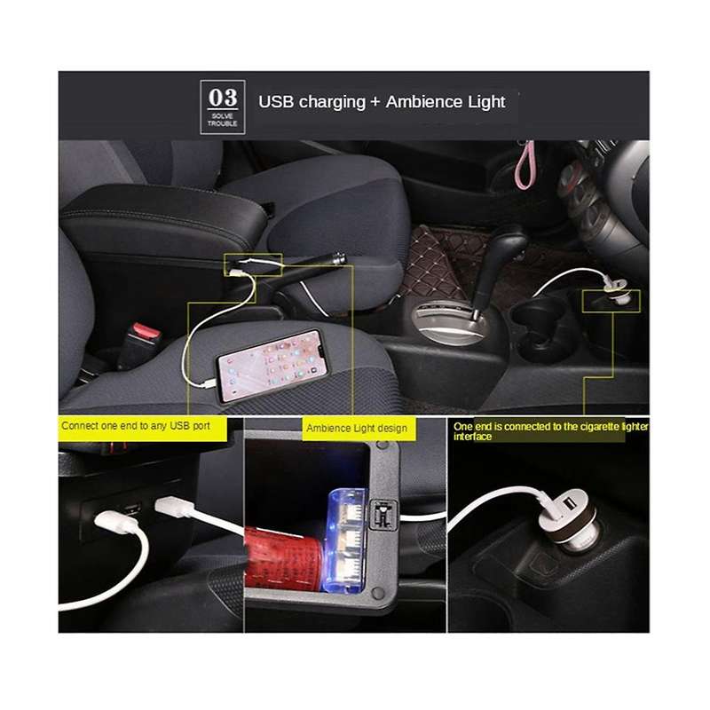 Car Accessories for Jimny Jb74 Usb Interior Details Armrest Box for Jimny Jb74 Storage Box Retrofit