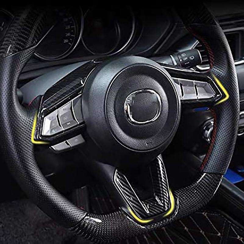 Car Accessories, Carbon Fiber Interior Steering Wheel Button Sequin Decorative Cover, for 3 6 -4 -5