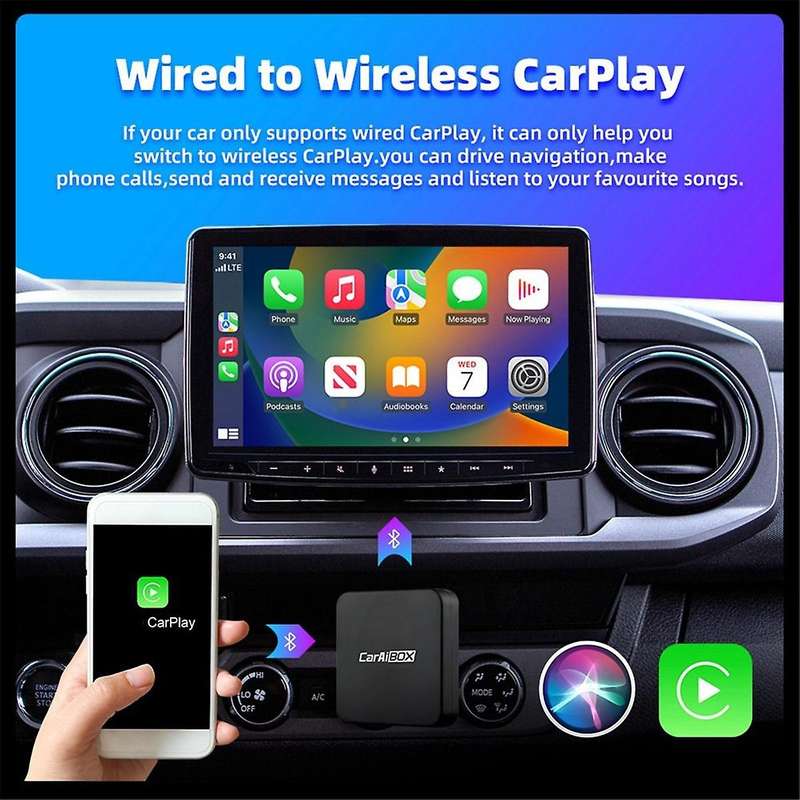 Car AI BOX 2-In-1 Wireless Android Auto Carplay Adapter Smart Car AI Box Car Wired CarPlay to Wirele