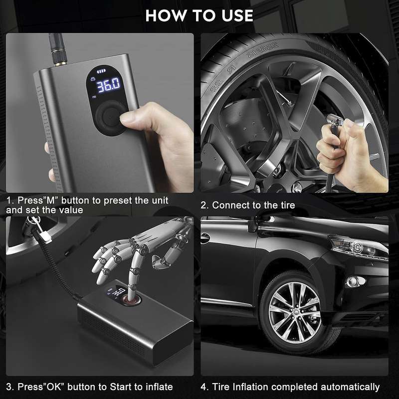 Car Air Compressor 150 PSI Mini Car Tire Inflator Portable Air Pump Rechargeable Inflator for Cars M