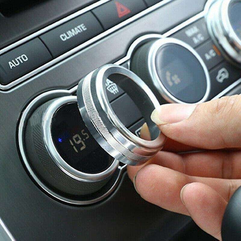 Car Air Conditioning Knob Volume Control Knob Cover Trim Fit for Evoque 12-18 Silver