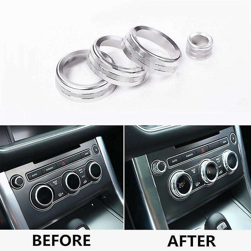 Car Air Conditioning Knob Volume Control Knob Cover Trim Fit for Evoque 12-18 Silver