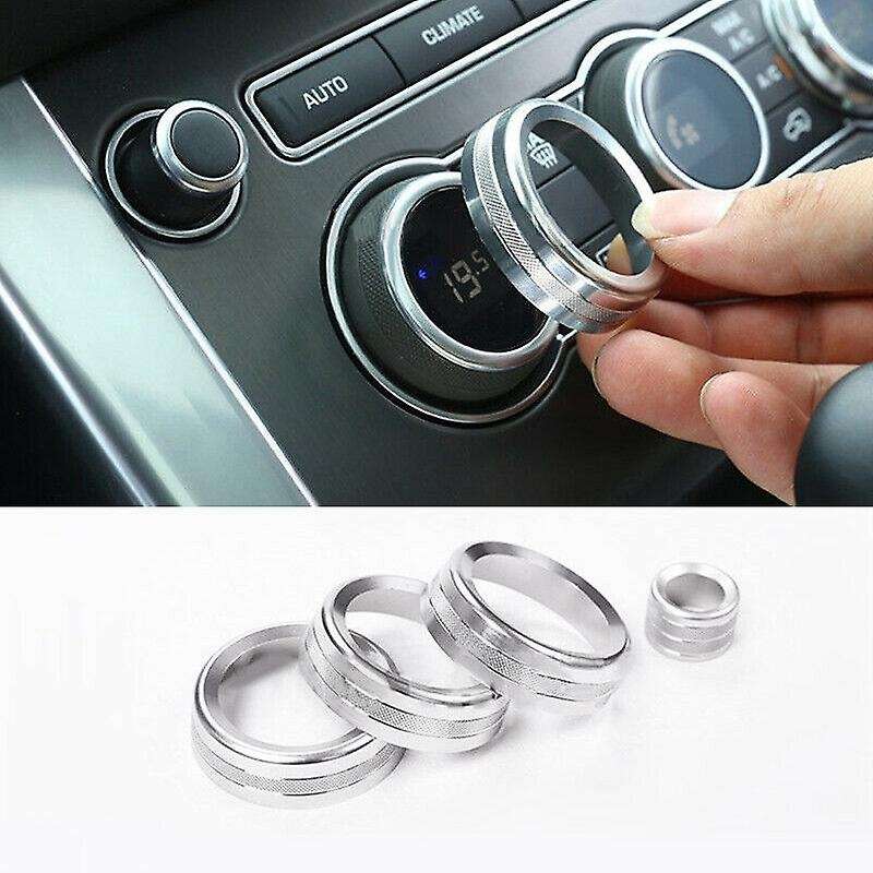 Car Air Conditioning Knob Volume Control Knob Cover Trim Fit for Evoque 12-18 Silver