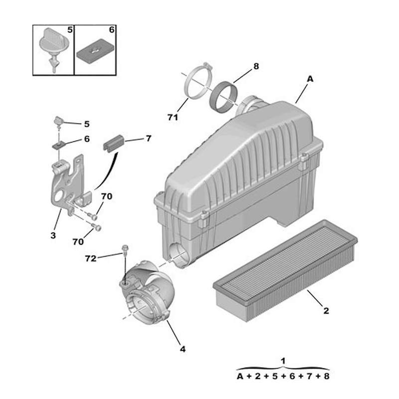 Car Air Filter Assembly with Filter Elements 9810175680 for 301 2008 Elysee C3-XR 1.6L 2014-2017