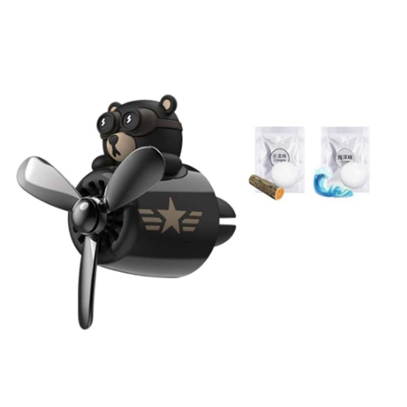 Car Air Freshener Hikii Cute Cartoon Bear Pilot Rotating Propeller Air Outlet Aromatherapy Car Inter