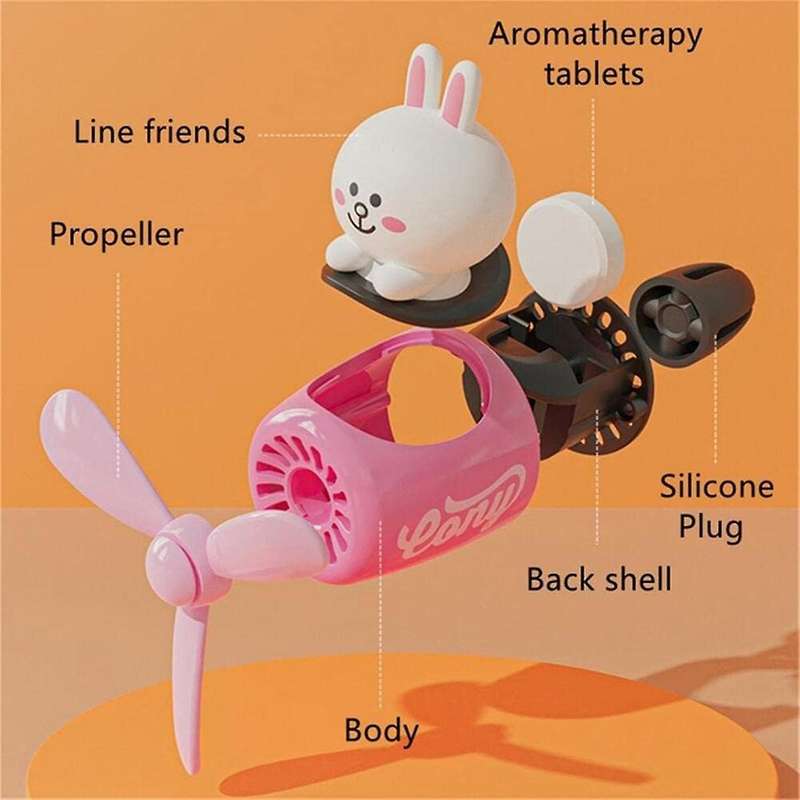 Car Air Freshener Rabbit Cute Cartoon Pilot Rotating Propeller Air Outlet Aromatherapy Car Interior