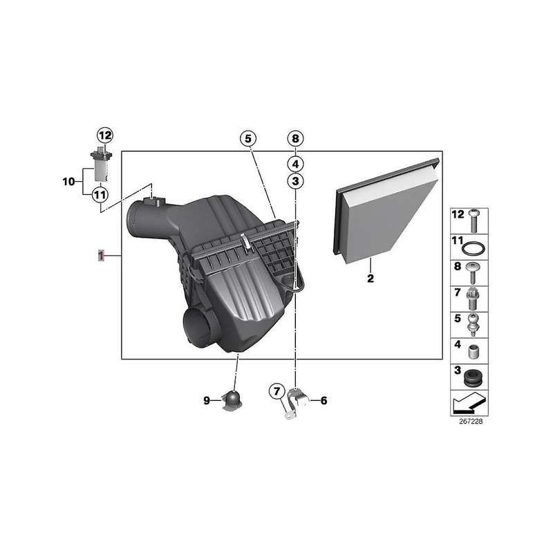 Car Air Intake Filter Housing 13717612014 for 5 Series F10 F11 F18 2010-2017 Engine Air Cleaner Fil