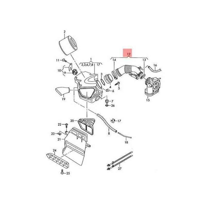 Car Air Intake Hose for A5 2008-2016 S5 2008-2016 Air Filter with Connection 06e129629q
