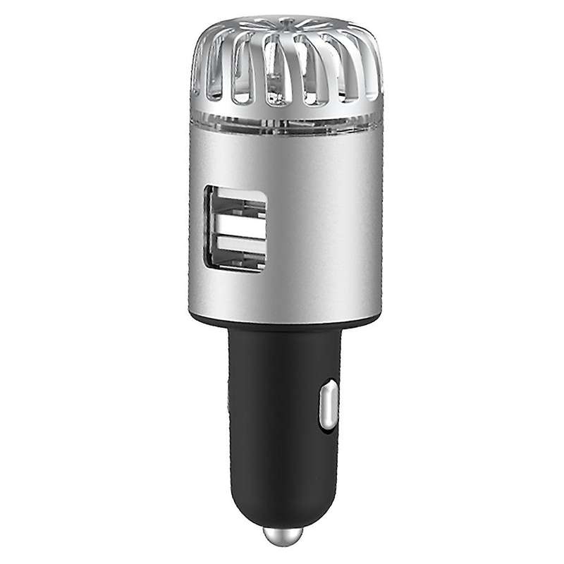 Car Air Purifier 20 Million Negative Ion Dual USB Car Charger 2 in 1 Air Purifier(Silver)