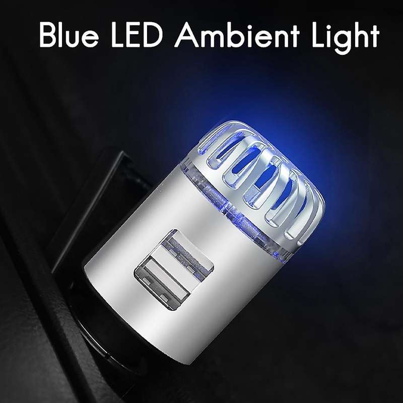 Car Air Purifier 20 Million Negative Ion Dual USB Car Charger 2 in 1 Air Purifier(Silver)