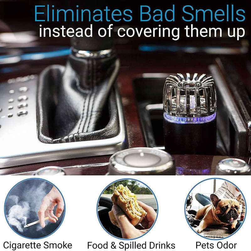 Car Air Purifier Viruses Eliminator Pet Deodorizer Smoke Cleaner Food Odors Eliminator 12V Dual USB