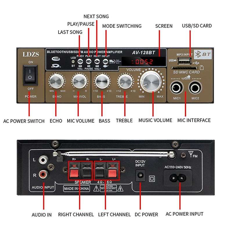 Car Amplifier Bluetooth Amplifier Speaker Bluetooth Speaker Car Amplifier for Home Use Car Amplifier