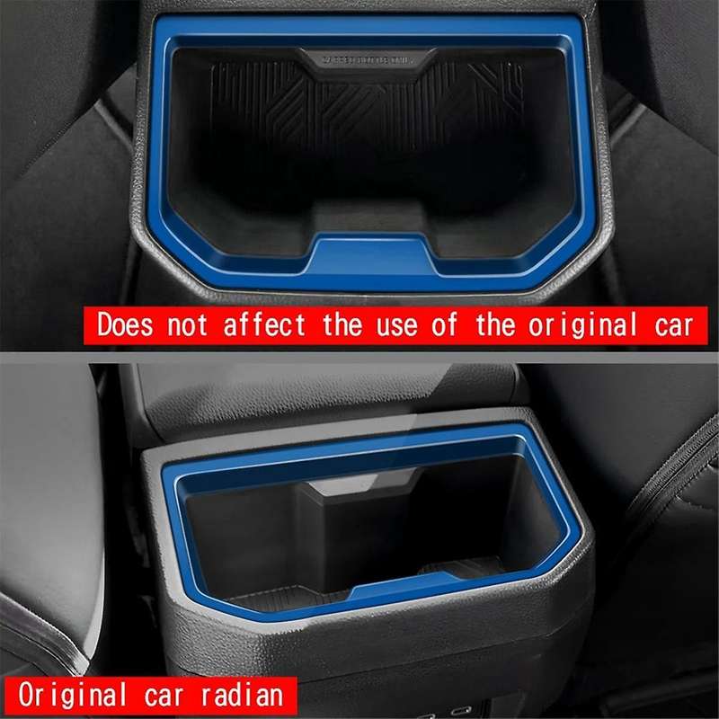 Car Armrest Box Rear Water Cup Holder Frame Cover Trim Stickers for 2024 Car Accessories Blue