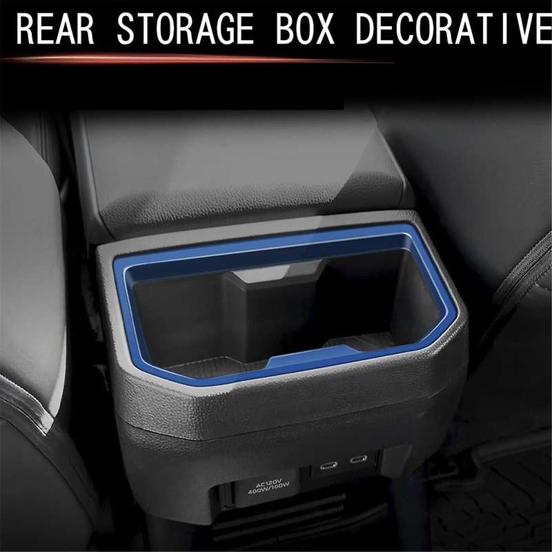 Car Armrest Box Rear Water Cup Holder Frame Cover Trim Stickers for 2024 Car Accessories Blue