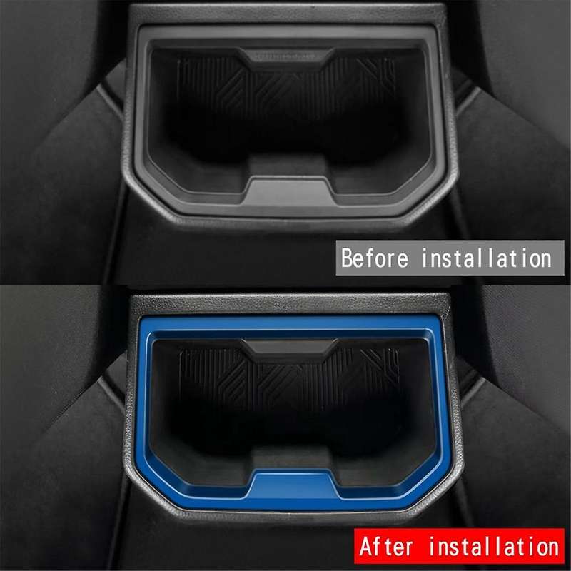 Car Armrest Box Rear Water Cup Holder Frame Cover Trim Stickers for 2024 Car Accessories Blue