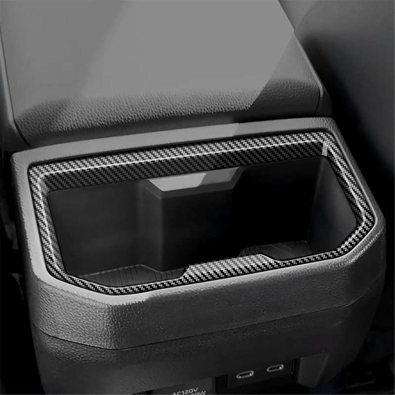 Car Armrest Box Rear Water Cup Holder Frame Cover Trim Stickers for 2024 Car Accessories Carbon Fibe