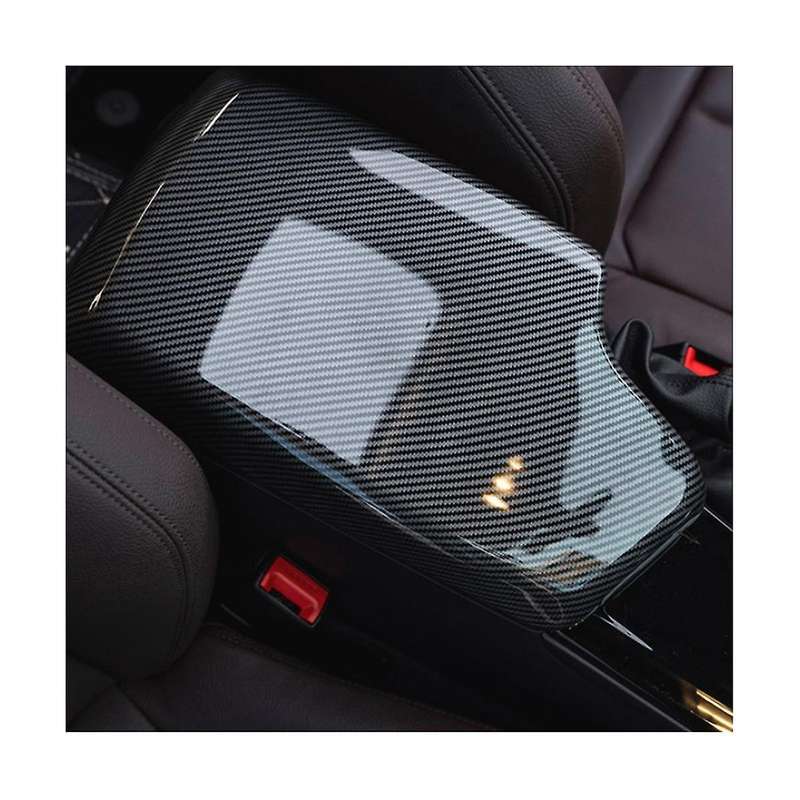 Car Armrest Cover Lid Storage Box Sticker Carbon Color Abs Decal Trim Fits