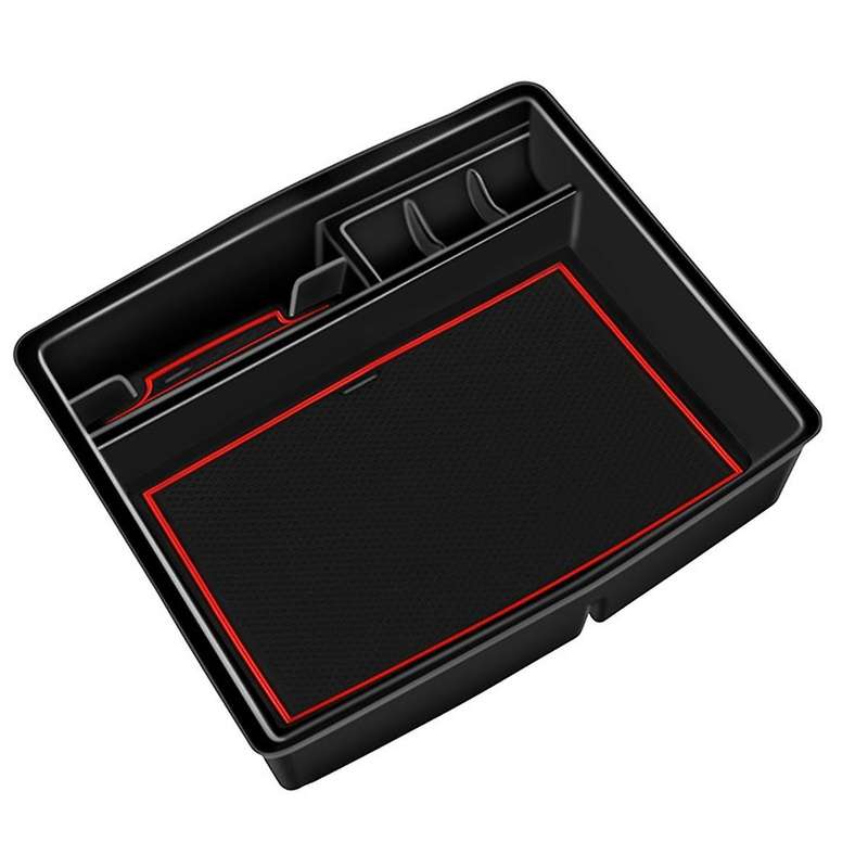 Car Armrest Storage Box for 2024 Central Control Interior Stowing Accessories,Black & Red