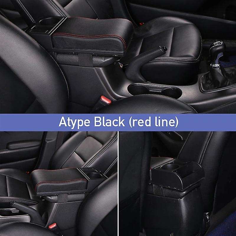 Car Armrest with Cup Holder Universal Pu Leather Storage Box Soft Elbow Suppoty Cushion Movable Armr