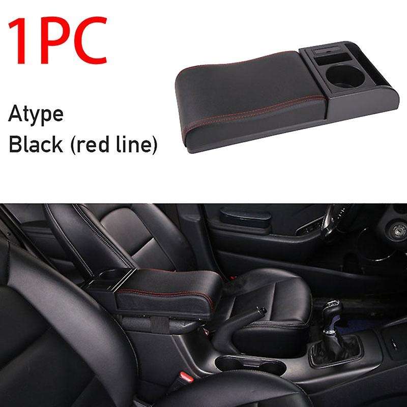 Car Armrest with Cup Holder Universal Pu Leather Storage Box Soft Elbow Suppoty Cushion Movable Armr