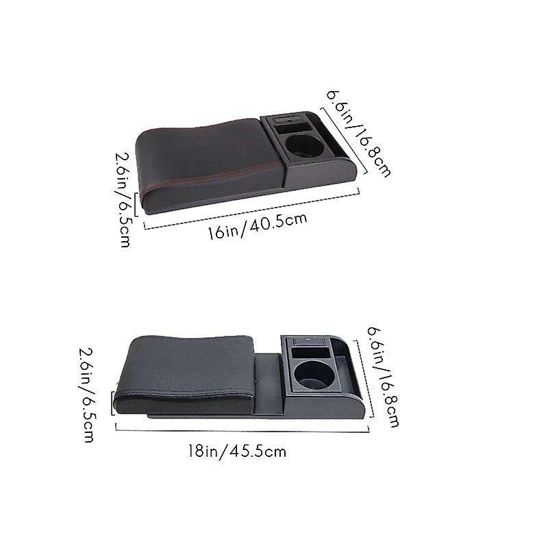 Car Armrest with Cup Holder Universal Pu Leather Storage Box Soft Elbow Suppoty Cushion Movable Armr