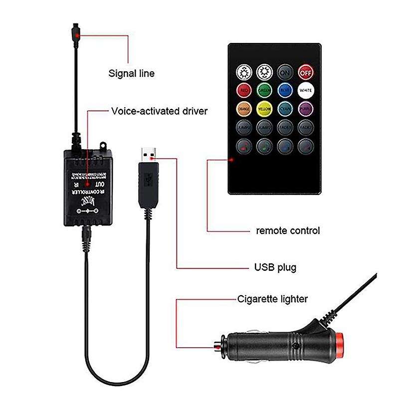 Car Atmosphere Light Foot Light Remote Control Interior Decorative Ambient LED Lamp Strip( Lighter)
