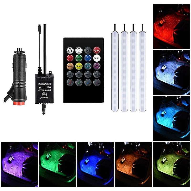 Car Atmosphere Light Foot Light Remote Control Interior Decorative Ambient LED Lamp Strip( Lighter)