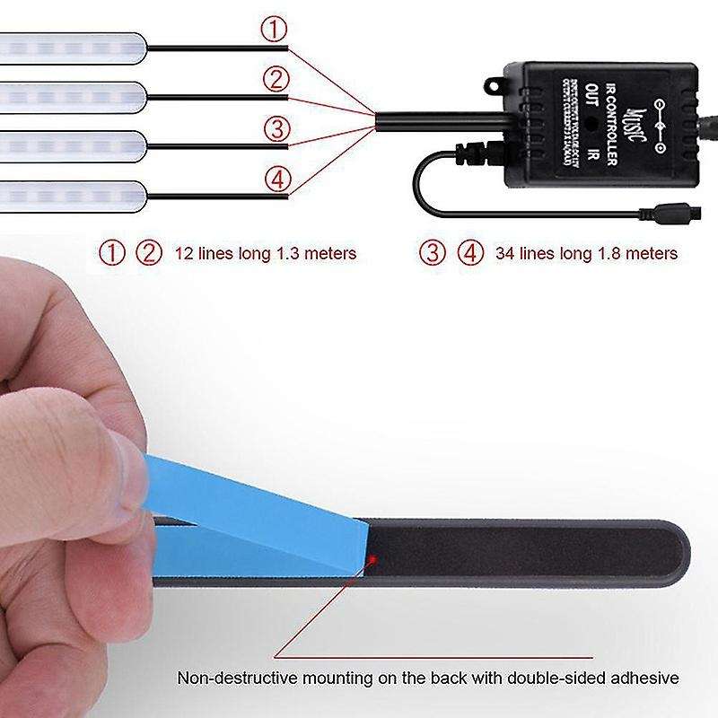 Car Atmosphere Light Foot Light Remote Control Interior Decorative Ambient LED Lamp Strip( Lighter)