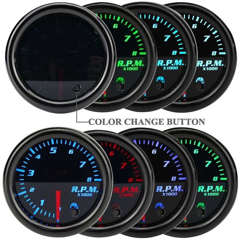 Car Auto 12V 52mm/2inch 7 Colors Universal Car Auto Tachometer Gauge Meter LED with Sensor