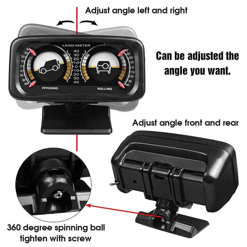 Car Auto Compass Adjustable Balance Meter Slope IndicatorLand Meter with LED Light for Vehicle SUV