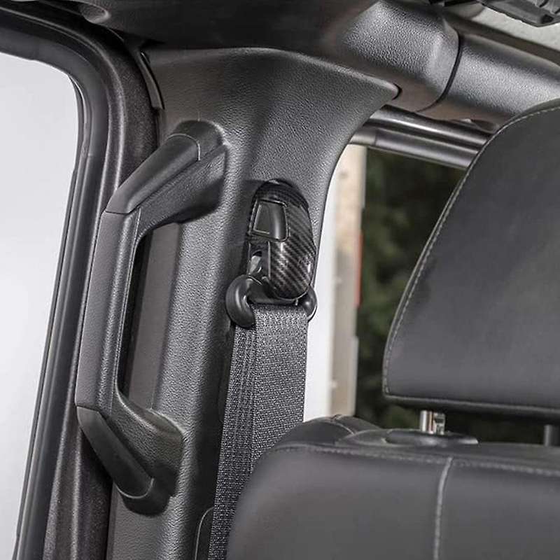 Car B Pillar Seat Safety Belt Buckle Cover Trim Decor for JL JT 2018-2021 Accessories,Carbon Fiber B