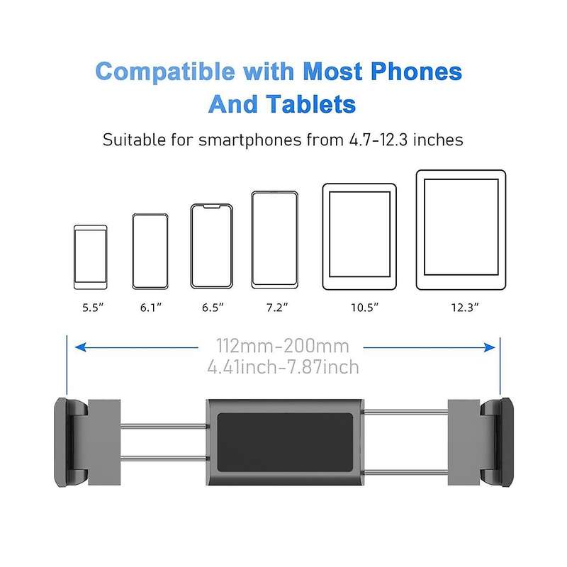 Car Back Seat Headrest Phone Holder Stretchable Tablet Holder Rear Pillow Adjustment Bracket for Wa