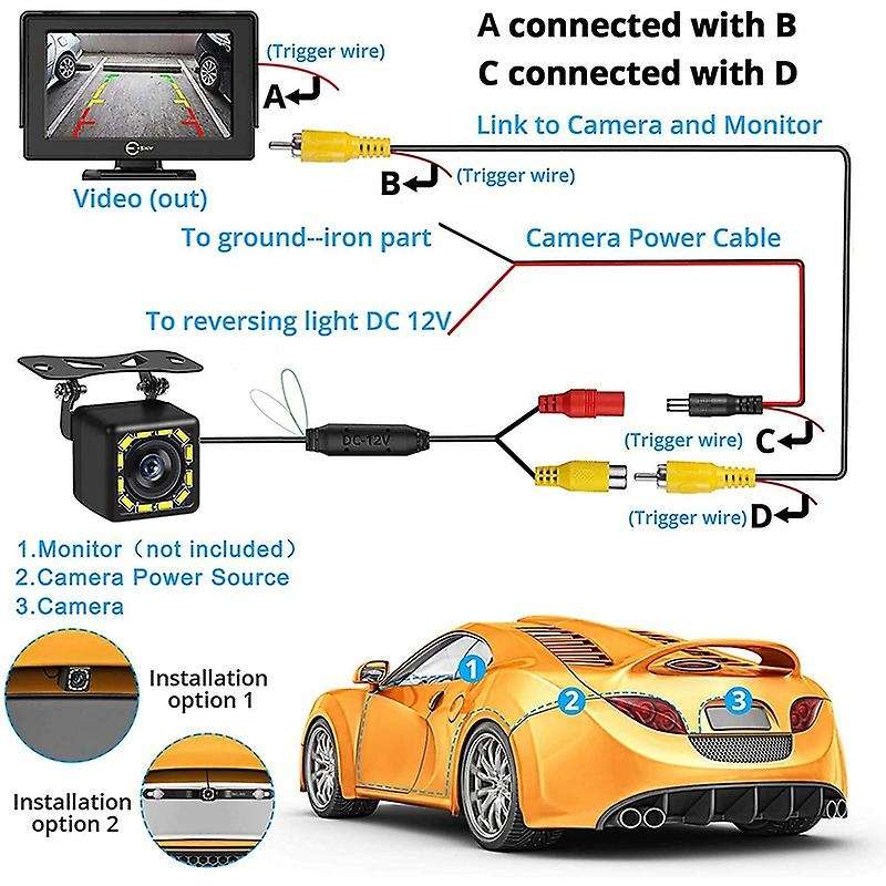 Car Backup Camera, Rear View Camera Ultra HD 12 LED Night Vision,Waterproof Reverse Camera 140 Wide