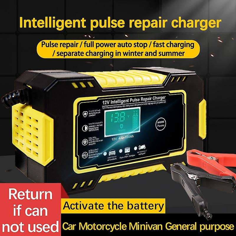 Car Battery Charger 12/24V 6A Pulse Repair LCD Battery Charger for Car Motorcycle Lead Acid Battery