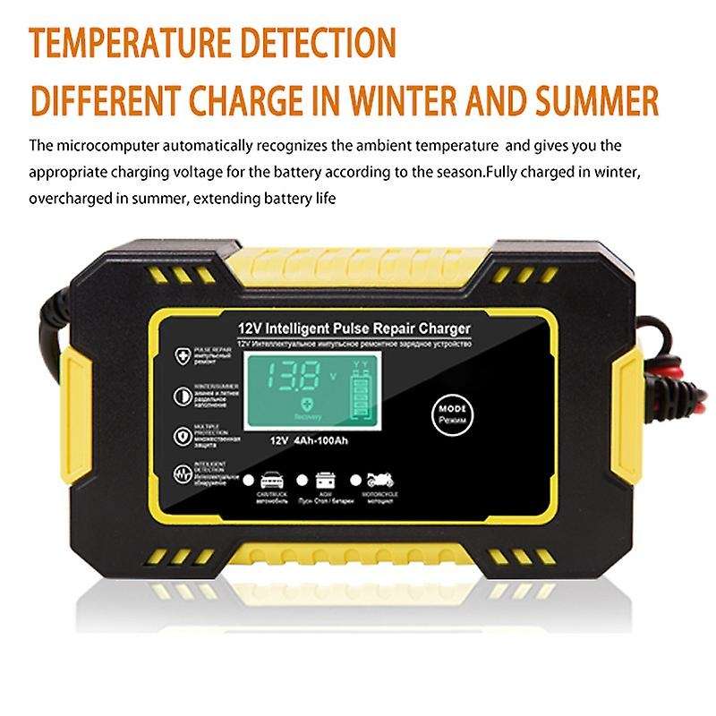 Car Battery Charger 12/24V 6A Pulse Repair LCD Battery Charger for Car Motorcycle Lead Acid Battery