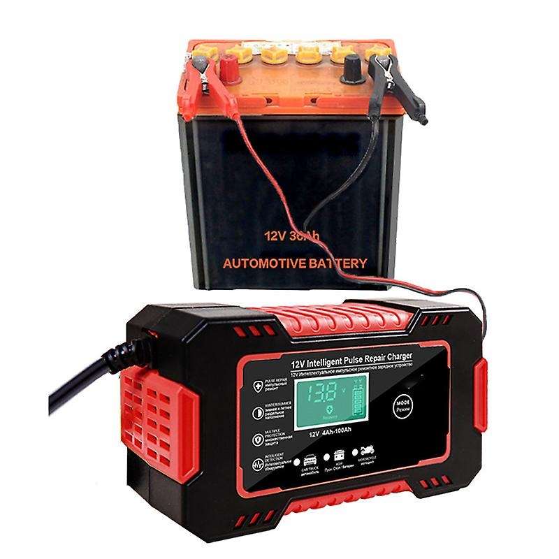 Car Battery Charger 12/24V 6A Pulse Repair LCD Battery Charger for Car Motorcycle Lead Acid Battery