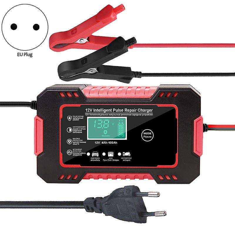 Car Battery Charger 12/24V 6A Pulse Repair LCD Battery Charger for Car Motorcycle Lead Acid Battery