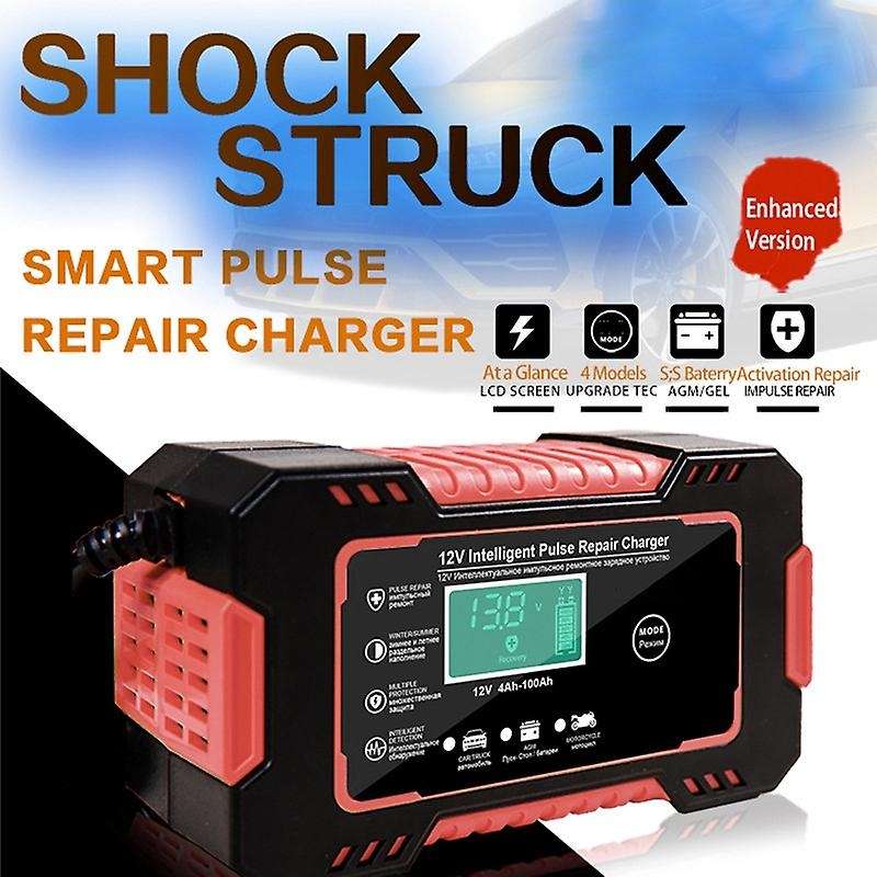 Car Battery Charger 12/24V 6A Pulse Repair LCD Battery Charger for Car Motorcycle Lead Acid Battery