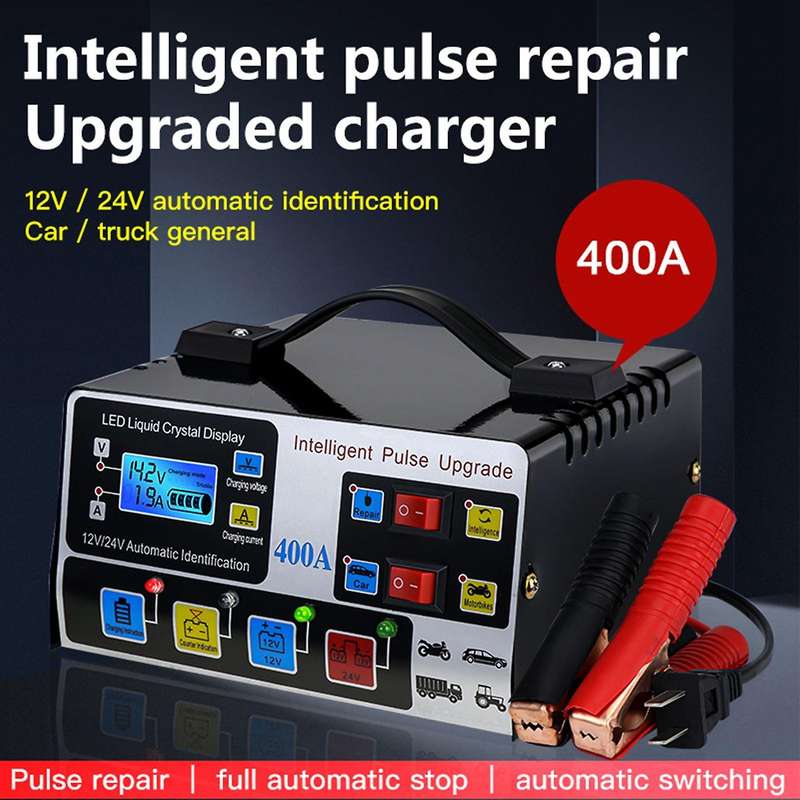 Car Battery Charger Fully Automatic High Frequency Intelligent Repair Charger Lcd Display 12v24v 22