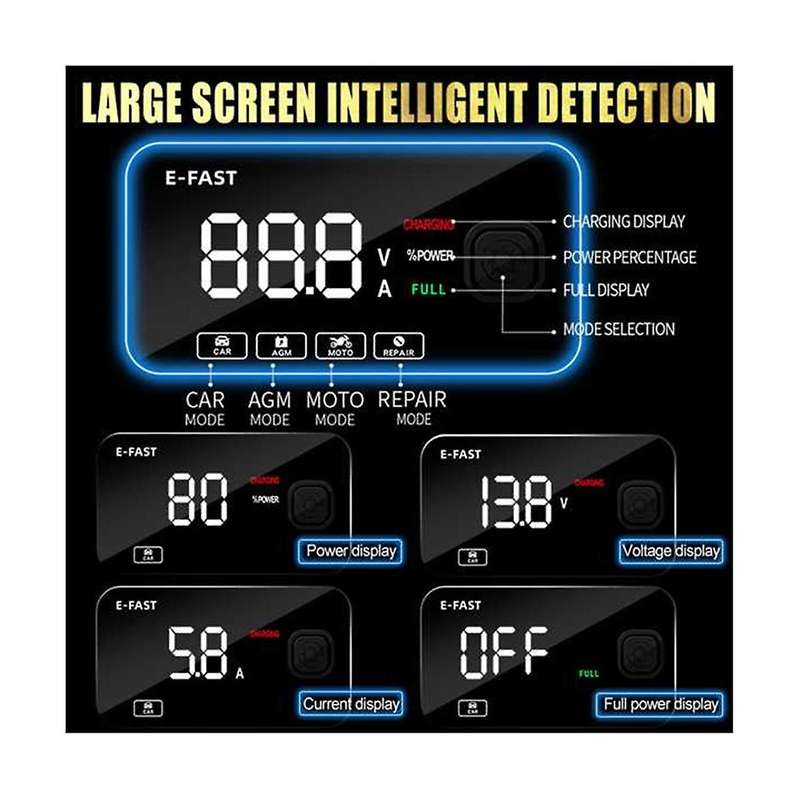 Car Battery Charger Lead-acid 12v Charger Lcd Display Car Charger Motorcycle Charger Full Self-stop