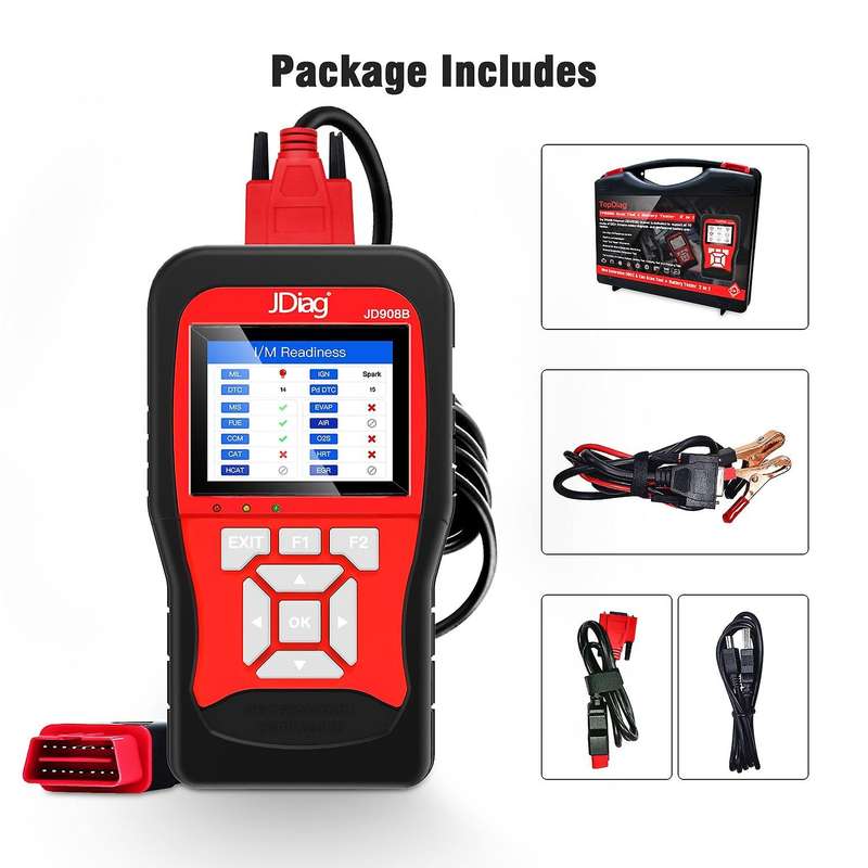 Car Battery Tester 12V 100 to 2000CCA+OBD2 Scan Tools Intelligent Dual System Diagnostic Tool JD908B