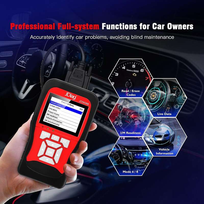 Car Battery Tester 12V 100 to 2000CCA+OBD2 Scan Tools Intelligent Dual System Diagnostic Tool JD908B