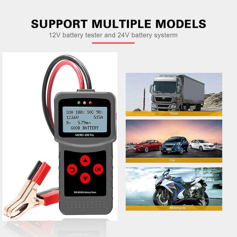 Car Battery Tester,12V 24V Portable Digital Diagnostic Tool Automotive Load Battery System Analyzer