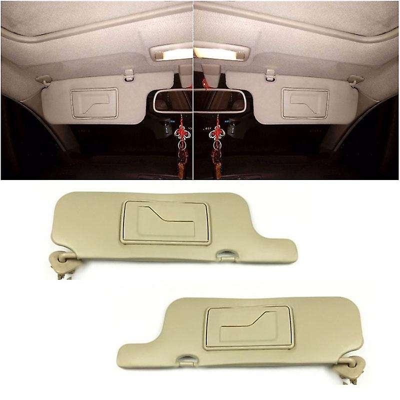Car Beige Inner Sunvisor Sun Shade Front Windscreen Sun Visor Sunshield with Mirror Kit for 2003-201