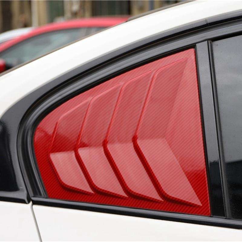 Car Black Carbon Fiber Rear Door Window Triangular Trims for  3 Series 320I 2016-2019