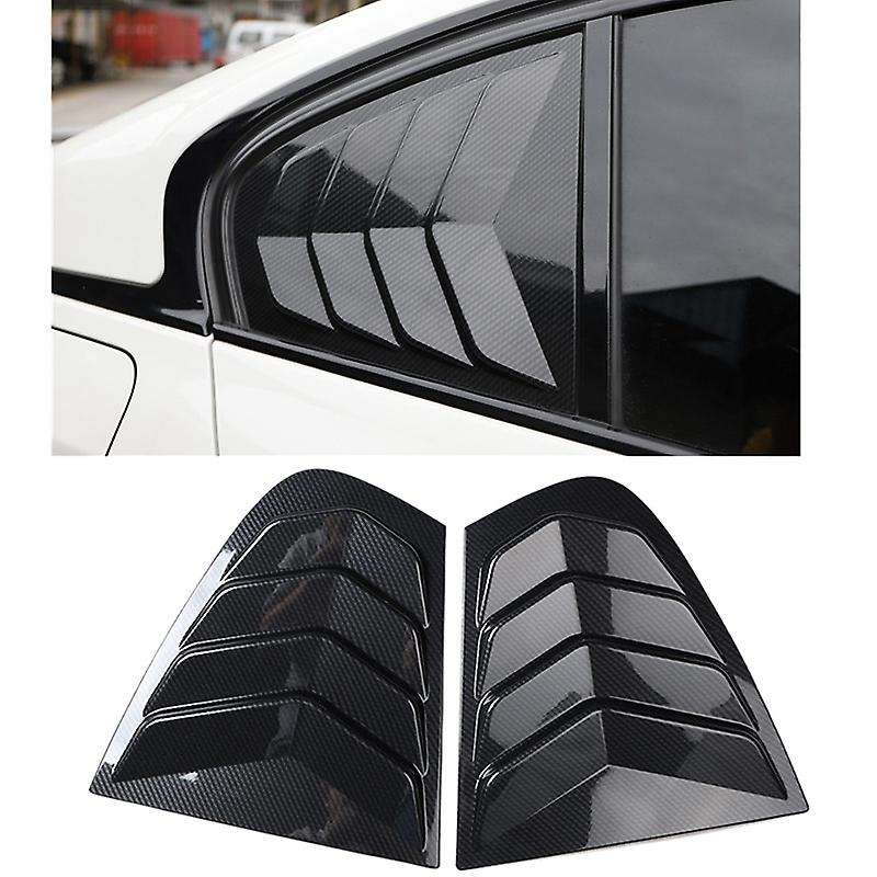 Car Black Carbon Fiber Rear Door Window Triangular Trims for  3 Series 320I 2016-2019